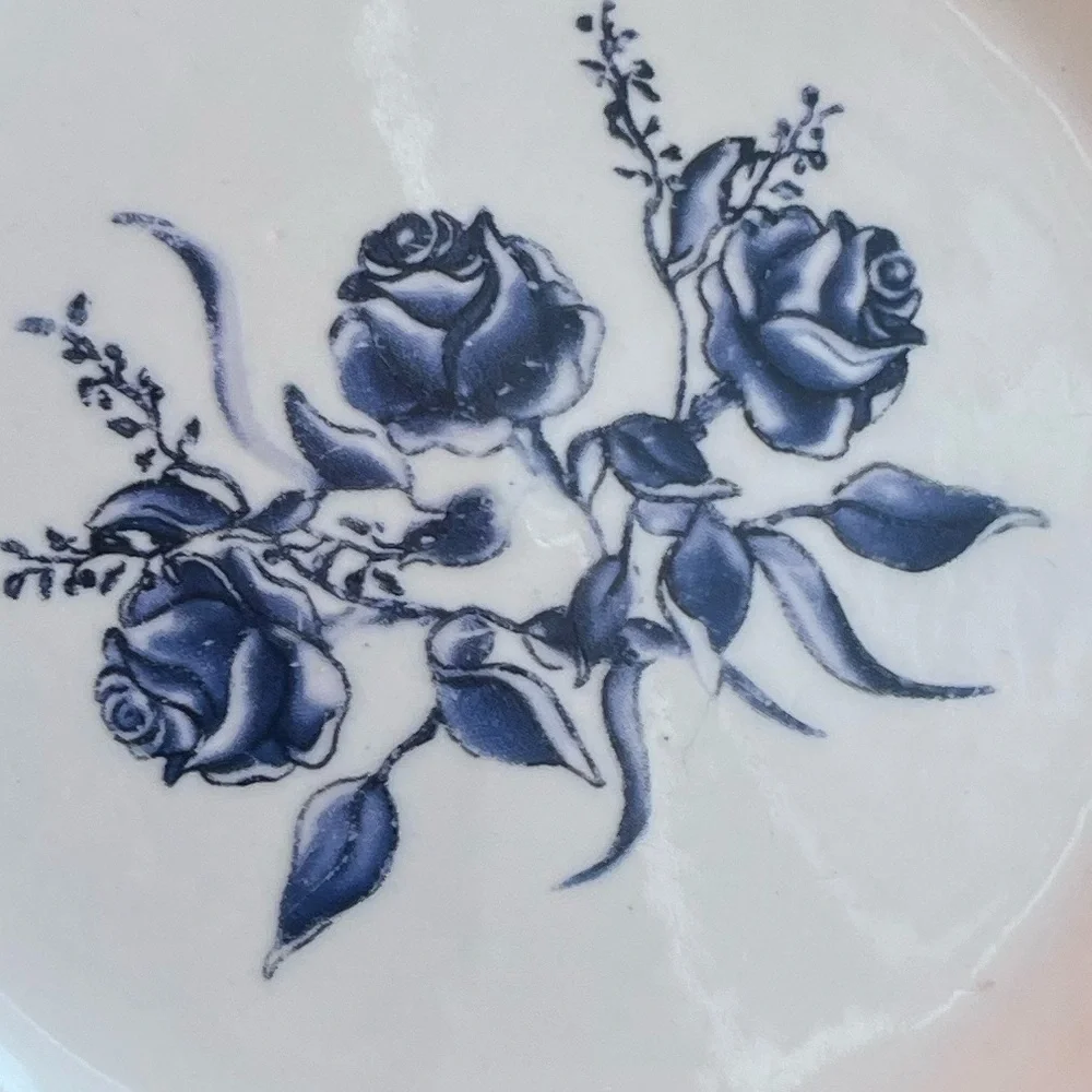 Alco Blue Floral Roses Plates 7” Side Salad Plates Set of 2